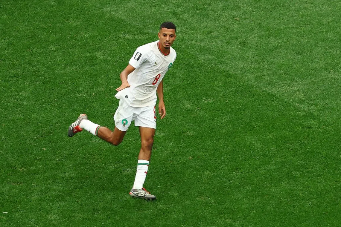 Soccer Football - FIFA World Cup 2026 - Round of 16 - Canada v Morocco - Houston Stadium, Houston, Texas, U.S. - July 4, 2026 Morocco's Azzedine Ounahi celebrates scoring their second goal REUTERS/Issei Kato