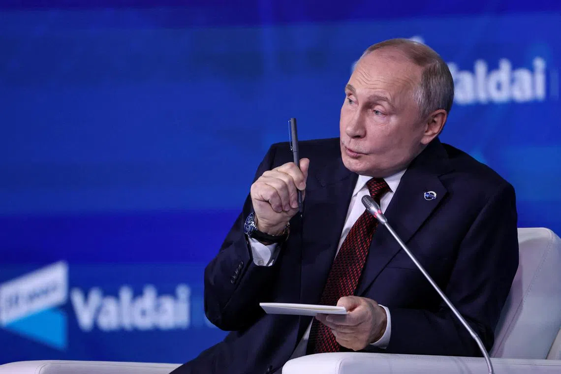 Russian President Vladimir Putin on Nov 7 described China as Russia's ally and threw his weight behind Beijing's claims over Taiwan.