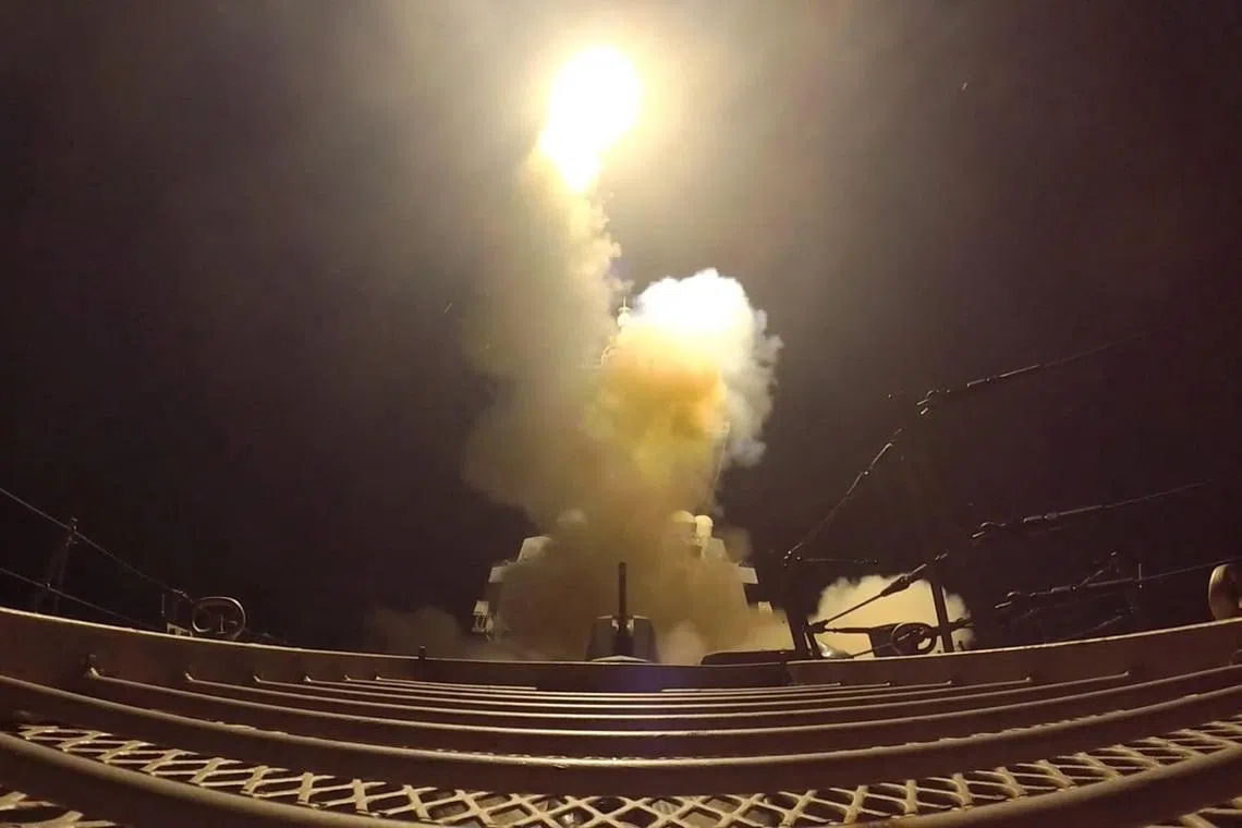 A projectile is fired during what the U.S. Central Command (CENTCOM) said were strikes on Iran, in this screen grab taken from a handout video released on July 12, 2026. U.S. Central Command/Handout via REUTERS