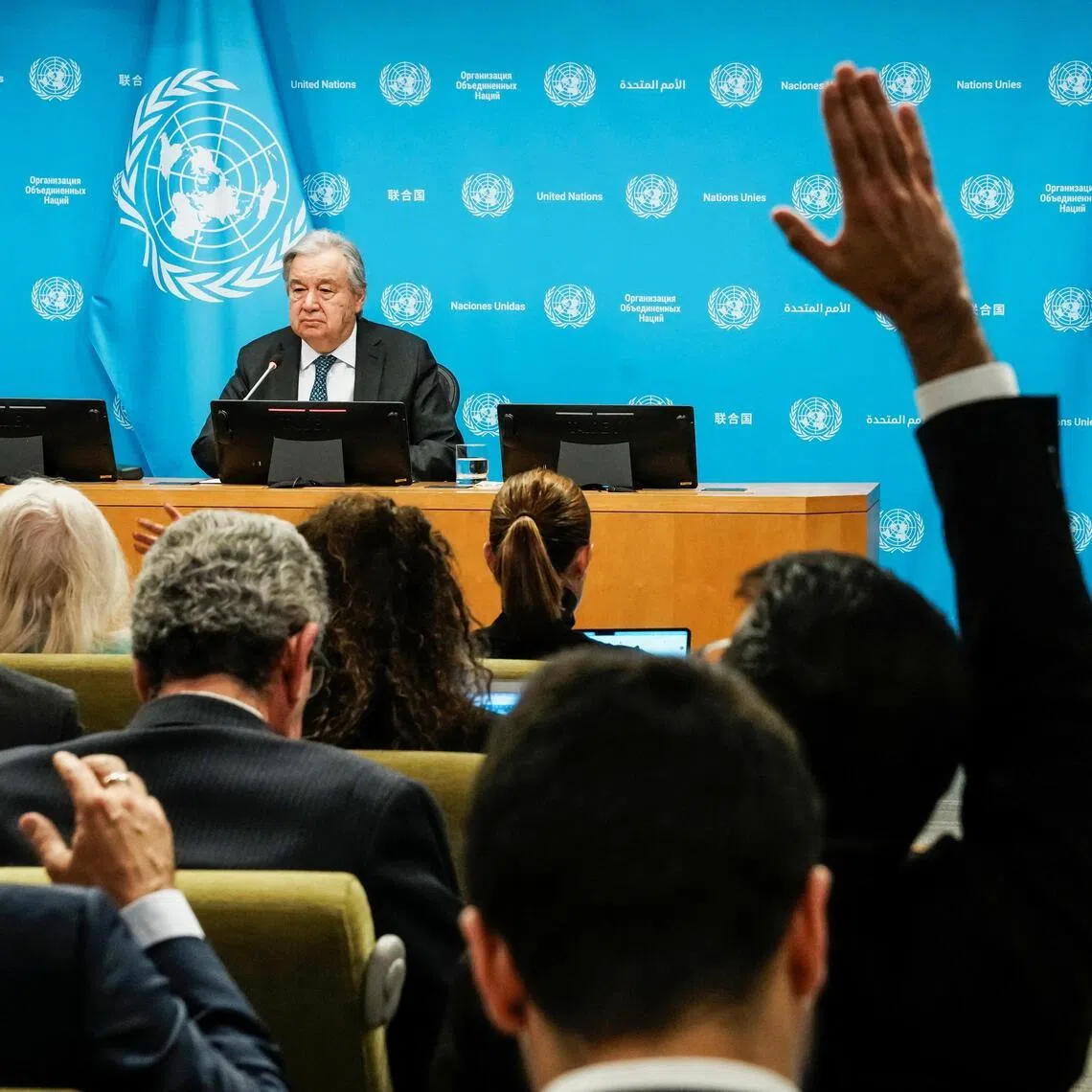 United Nations Secretary-General Antonio Guterres waits for questions during a press conference outlining his priorities for 2026 at U.N. headquarters in New York City, U.S., January 29, 2026.    REUTERS/Eduardo Munoz 