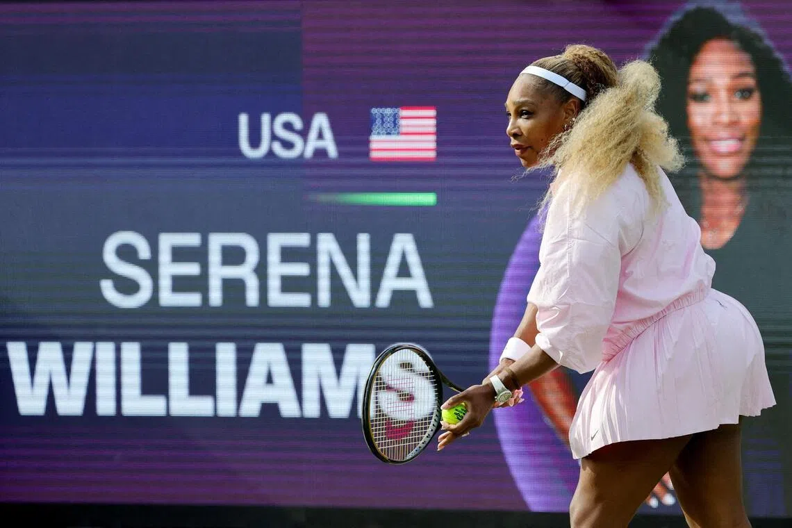 FILE PHOTO: Tennis - WTA 500 - Berlin Open - Steffi Graf Stadium, Berlin, Germany - June 16, 2026
Serena Williams of the U.S. during the warm up before her round of 16 doubles match with Czech Republic's Karolina Muchova against New Zealand's Erin Routliffe and Mexico's Giuliana Olmos REUTERS/Fabrizio Bensch/File Photo