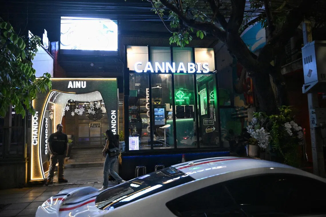 Generic of a cannabis dispensary / shop in Bangkok, Thailand on May 25, 2024.

Can be used for stories about legal cannabis, medical marijuana, weed, 420 and legal medical Marijuana policy / law.