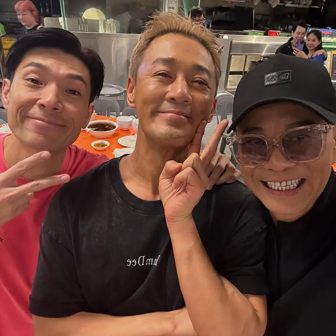 (From left) Ben Yeo shares a photo of himself with Raymond Lam and Au Yeung Tsan Wah on social media on Feb 22.