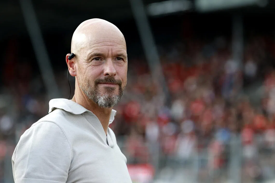 FILE PHOTO: Soccer Football - DFB Cup - First Round - SG Sonnenhof Grossaspach v Bayer Leverkusen - WIRmachenDRUCK Arena, Aspach, Germany - August 15, 2025 Bayer Leverkusen coach Erik ten Hag before the match REUTERS/Heiko Becker/File Photo