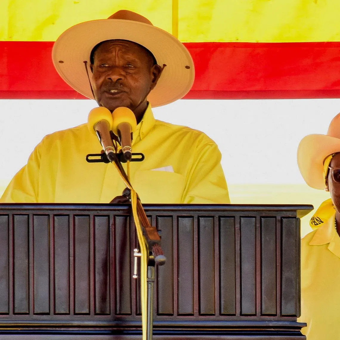Uganda's President Yoweri Museveni, leader of the ruling National Resistance Movement (NRM) party, addresses supporters during his final rally ahead of the general election, in Kampala, Uganda, January 13, 2026. REUTERS/Abubaker Lubowa