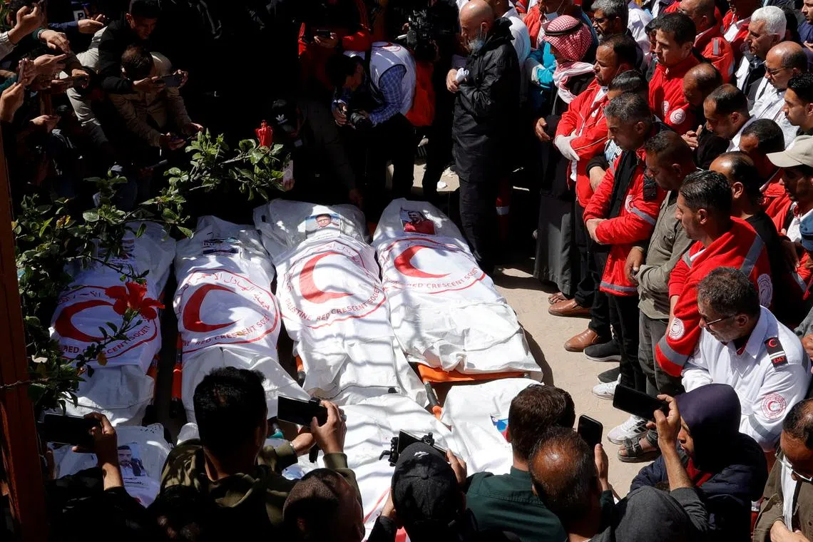 Israeli military says killing of 15 aid workers in Gaza caused by ‘sense of threat’