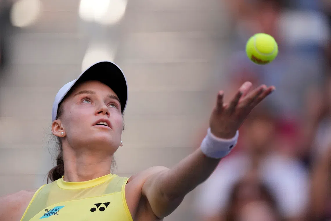 Tennis - U.S. Open - Flushing Meadows, New York, United States - September 7, 2026 Kazakhstan's Elena Rybakina in action during her round of 16 match against Japan's Naomi Osaka REUTERS/Eduardo Munoz
