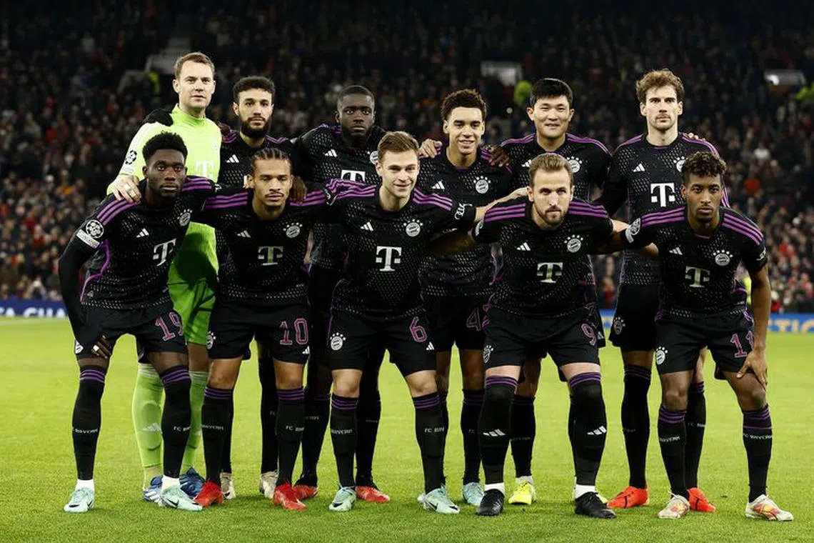 Soccer Football - Champions League - Group A - Manchester United v Bayern Munich - Old Trafford, Manchester, Britain - December 12, 2023 Bayern Munich players pose for a team group photo before the match Action Images via Reuters/Jason Cairnduff/File Photo