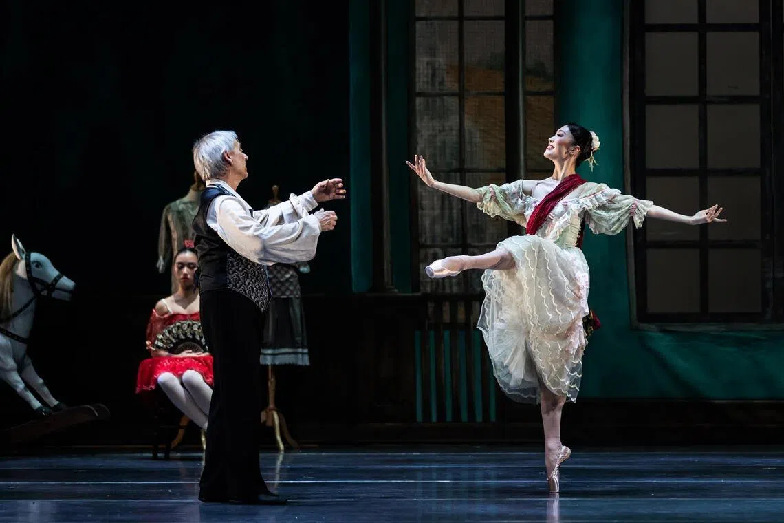 ecballet27 - Janek Schergen as Dr Coppelius and Kwok Min Yi as Swanilda (pretending to be the Coppelia doll).

Credit / Copyright: Bernie Ng