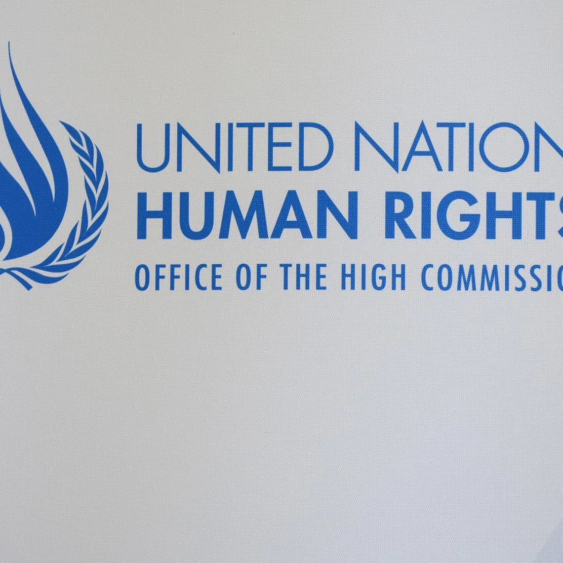 United Nations Office of the High Commissioner for Human Rights logo is seen at Palais Wilson in Geneva, Switzerland November 2, 2022. REUTERS/Denis Balibouse