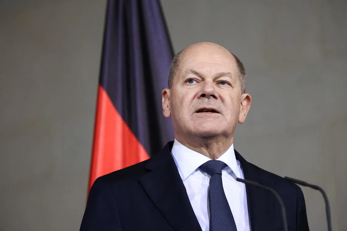 German Chancellor Olaf Scholz speaks to reporters, after a December 16 confidence vote request was submitted, in Berlin, Germany December 11, 2024. REUTERS/Liesa Johannssen