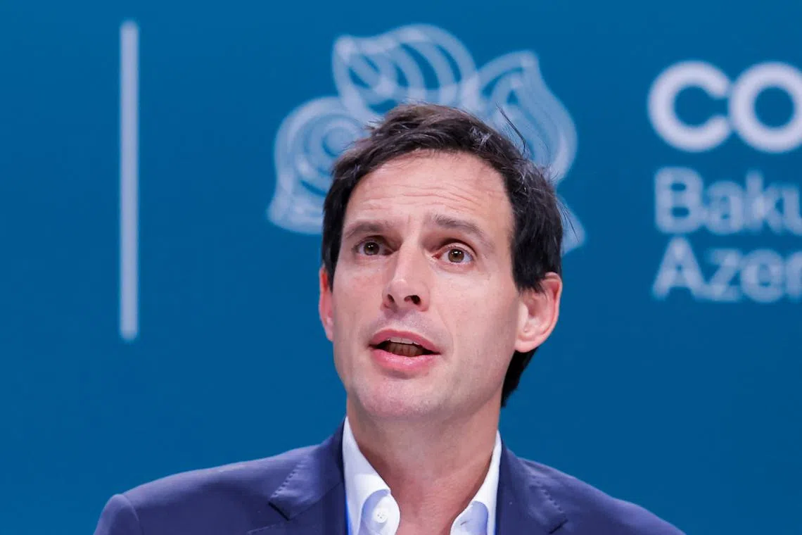 FILE PHOTO: EU Commissioner for Climate Action Wopke Hoekstra attends a press conference during the United Nations climate change conference COP29 in Baku, Azerbaijan November 20, 2024. REUTERS/Maxim Shemetov/File Photo