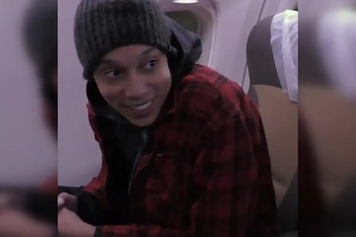 US basketball star Brittney Griner leaves Russia, in a video released by Russia’s Federal Security Service.