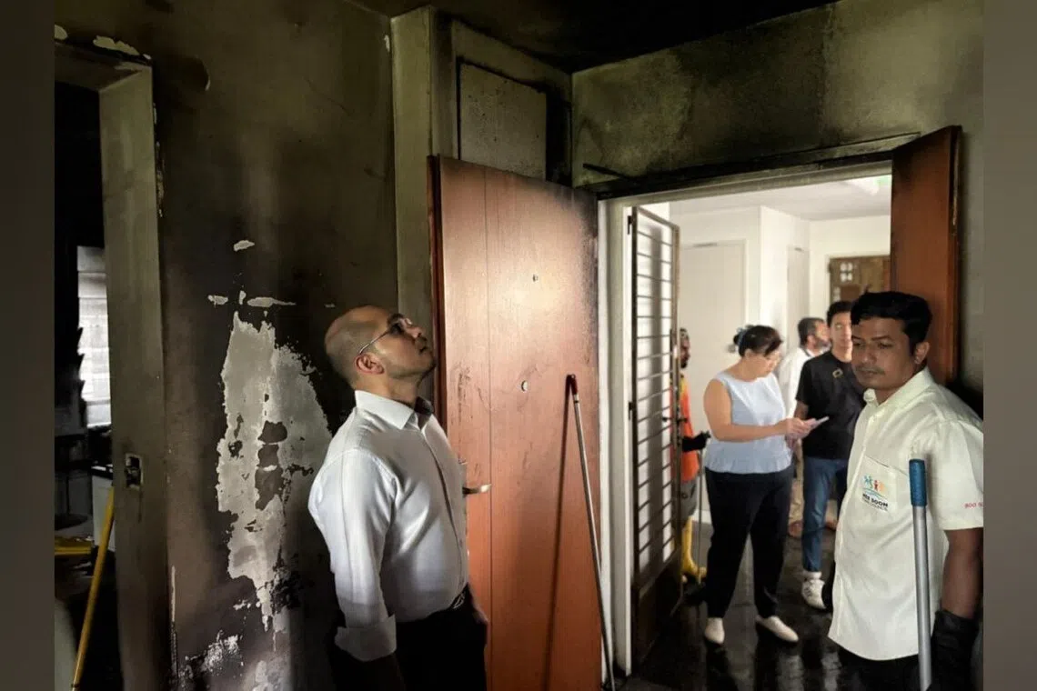 The fire at Block 475B, Yishun Street 44, likely originated from a PMD in the living room of a third-floor unit.
