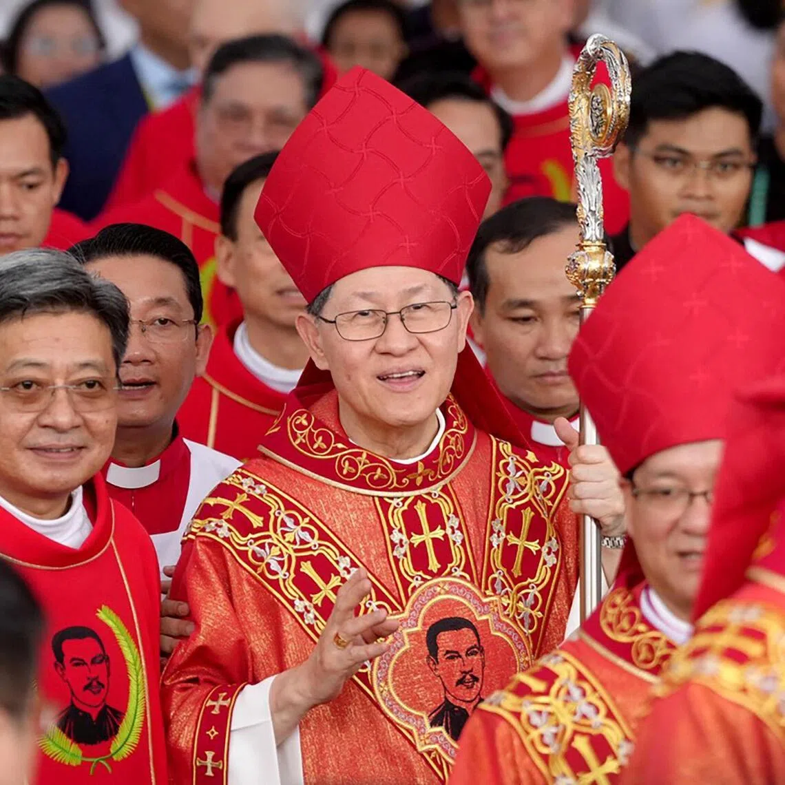 Cardinal Luis Antonio Tagle (centre) attending the beatification mass for Vietnamese Catholic priest Francis Xavier Truong Buu Diep in Vietnam on July 2.