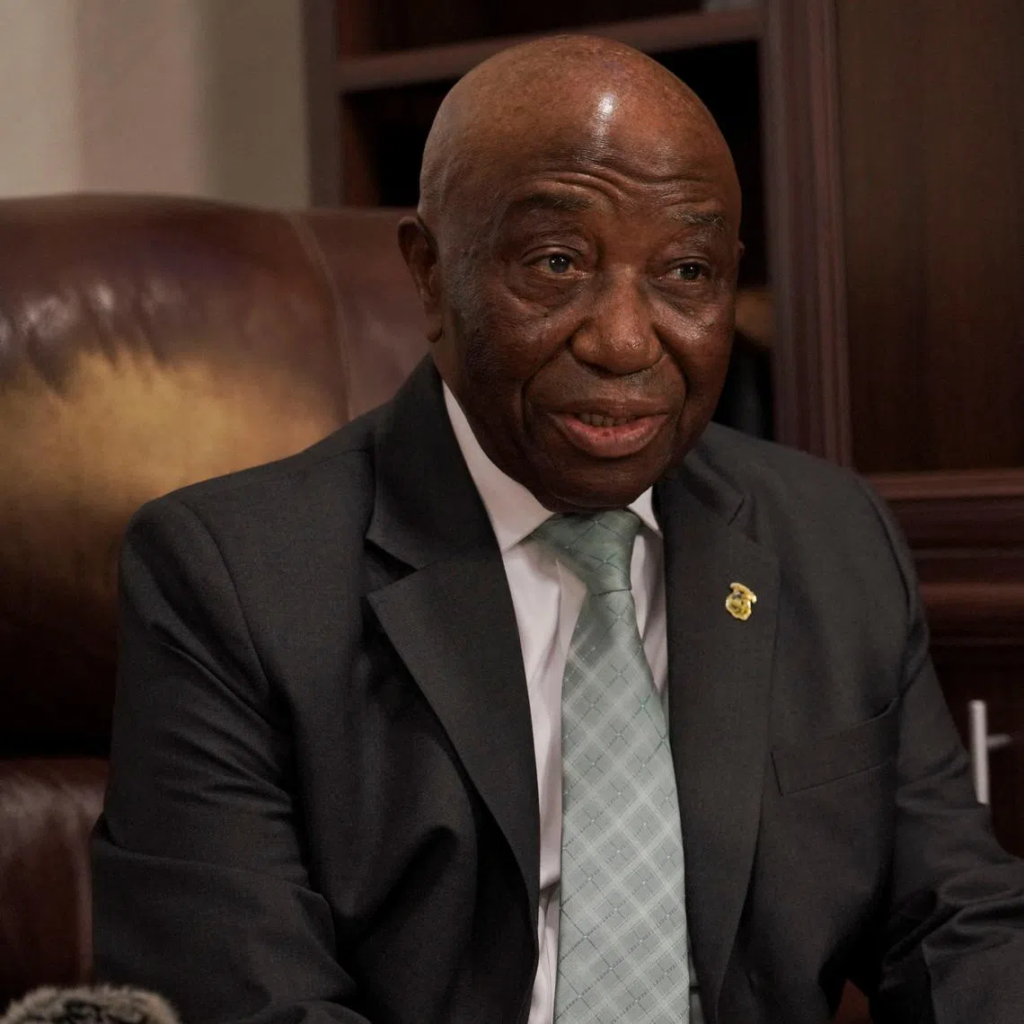 FILE PHOTO: Liberia President-elect Joseph Boakai speaks during an interview with Reuters at his home in Monrovia, November 19, 2023. REUTERS/Carielle Doe/File Photo