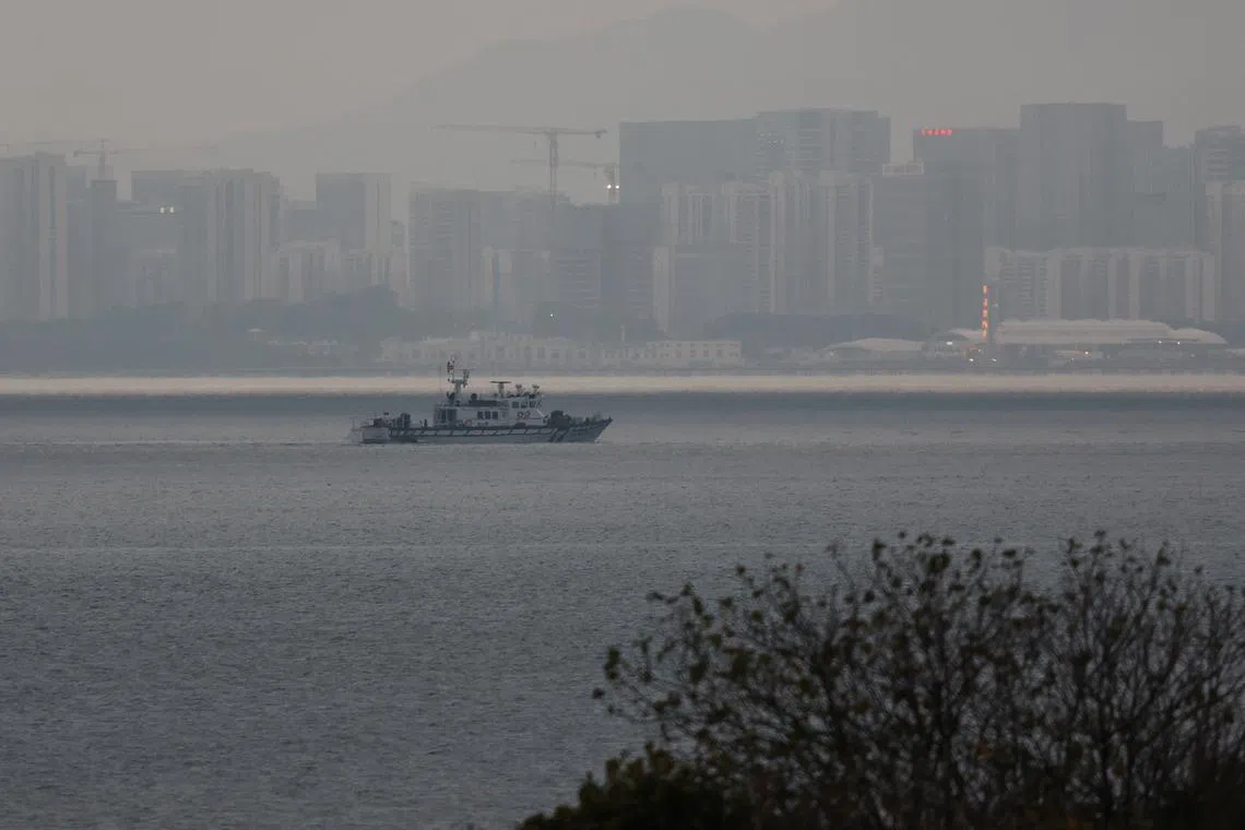 A fishing boat seen in waters between Kinmen and Xiamen on Feb 20.
