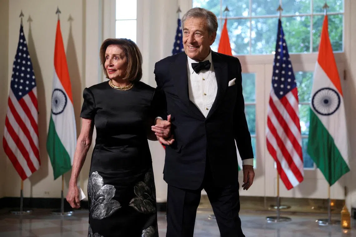 Mr Paul Pelosi (right), husband of former US House Speaker Nancy Pelosi, was knocked unconscious and hospitalised for several days.