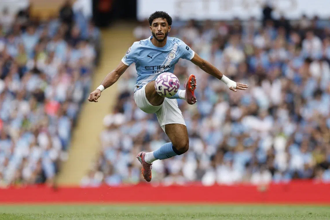 FILE PHOTO: Soccer Football - Premier League - Manchester City v Tottenham Hotspur - Etihad Stadium, Manchester, Britain - August 23, 2025   Manchester City's Omar Marmoush in action Action Images via Reuters/Jason Cairnduff/ File Photo
