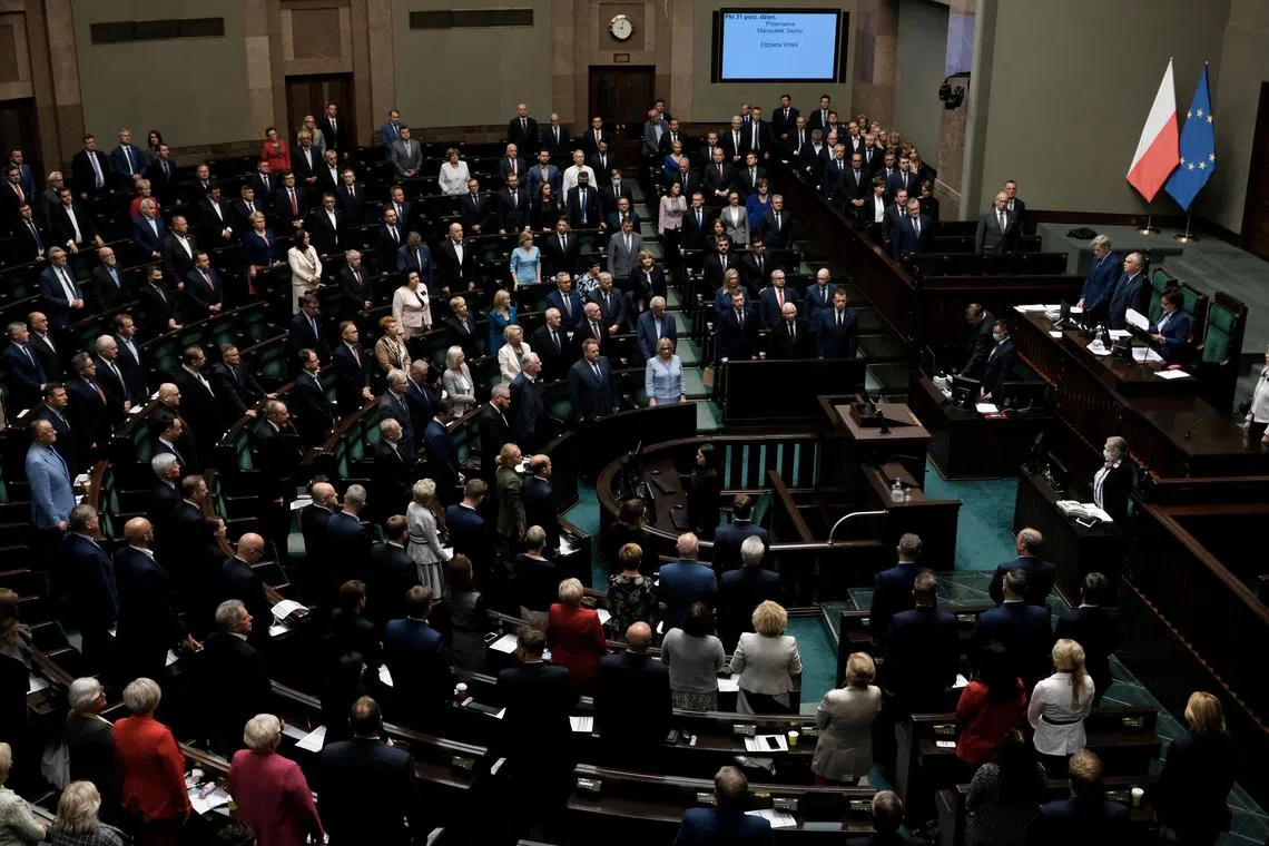 FILE PHOTO: Law and Justice (PiS) leader Jaroslaw Kaczynski and other parliamentarians attend the Polish Parliament session in Warsaw, Poland September 17, 2020. Slawomir Kaminski/Agencja Gazeta via REUTERS/File Photo/File Photo