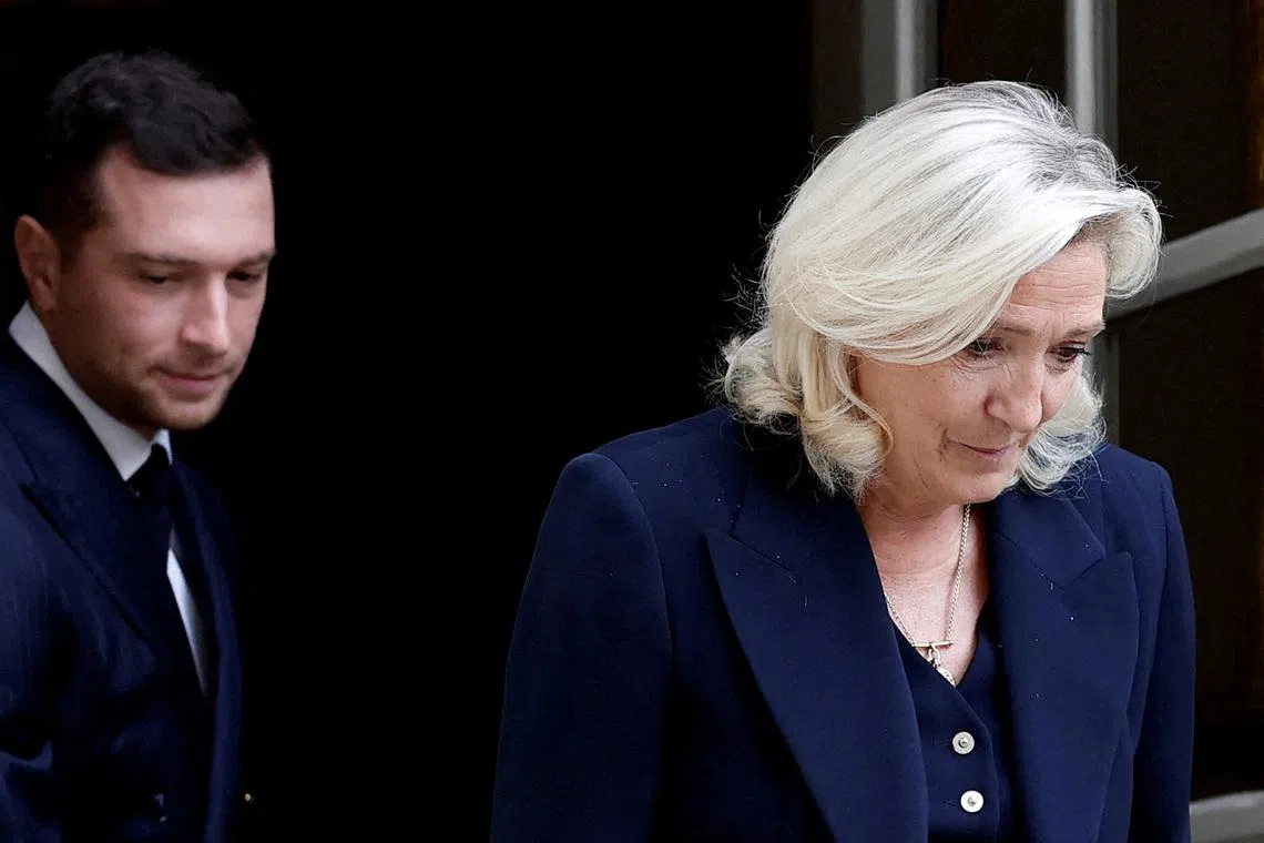 Marine Le Pen arrives for embezzlement appeal in Paris court