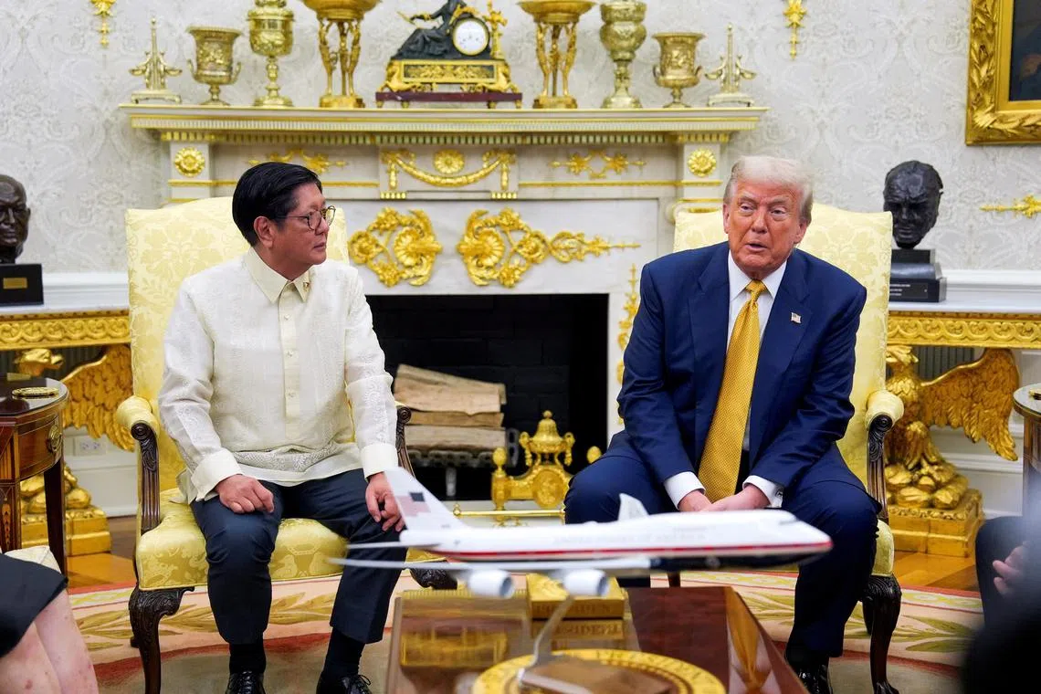 Philippine President Ferdinand Marcos Jr (left) meeting US President Donald Trump at the White House on July 22.