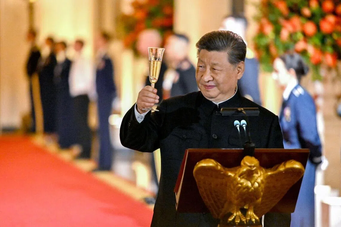 Chinese President Xi Jinping during a state dinner in the East Room of the White House in Washington on Sept 24.