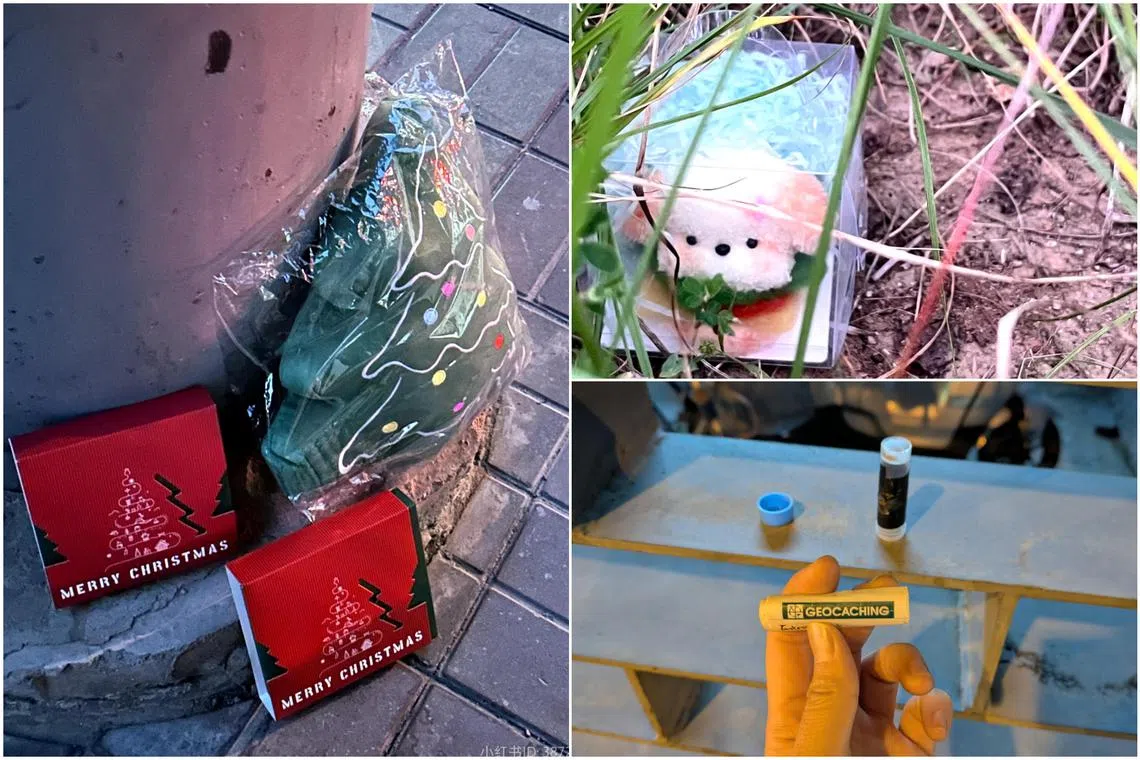 The trend joins a global treasure hunting movement known as geo-caching, where participants search for containers concealed outdoors using GPS-enabled devices.