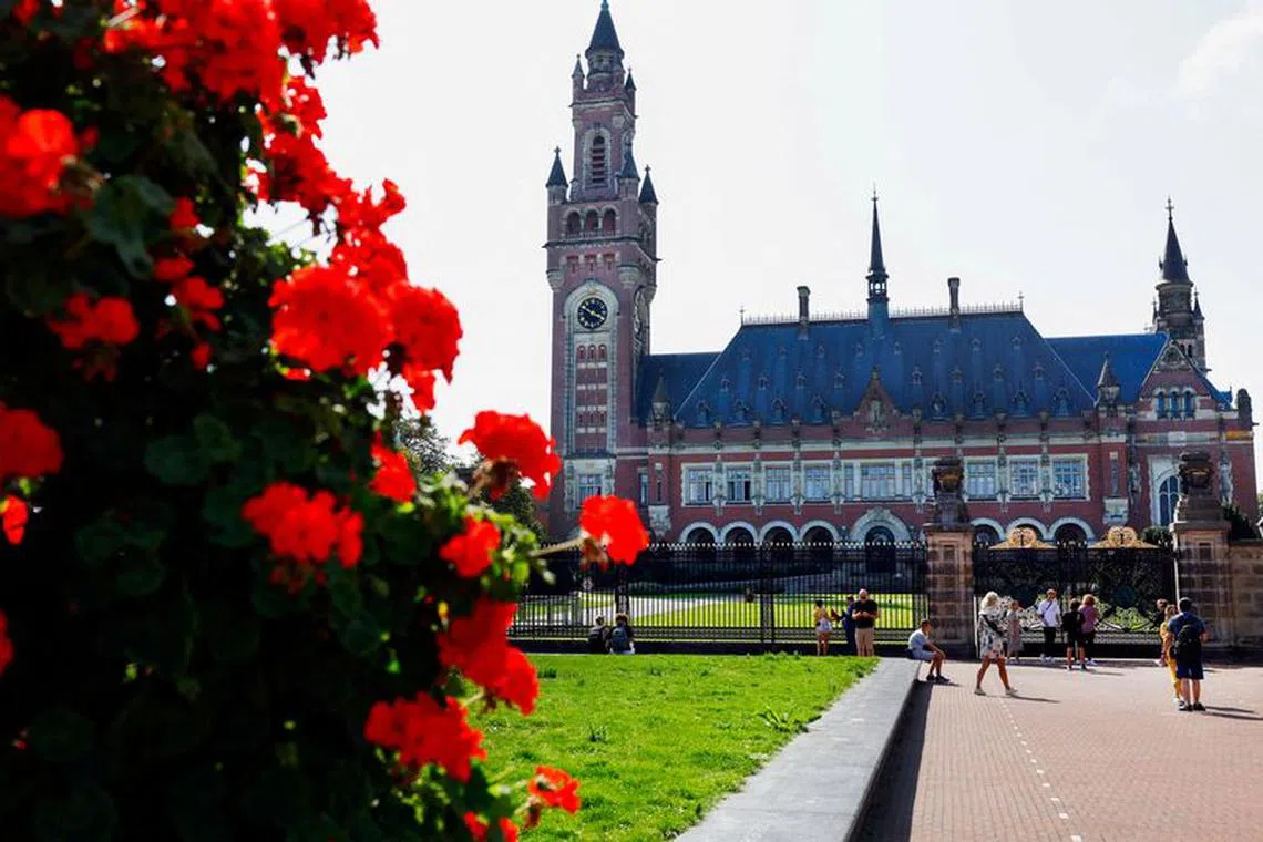 FILE PHOTO: A general view of the International Court of Justice (ICJ) in The Hague, Netherlands August 22, 2023. REUTERS/Piroschka van de Wouw/File Photo