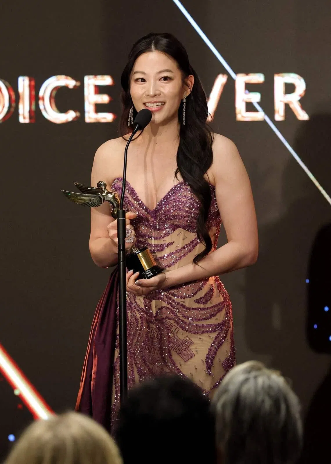 Arden Cho, winner of the Best Voice Over Performance for KPop Demon Hunters, at the 2026 Astra Film Awards on Jan 9.