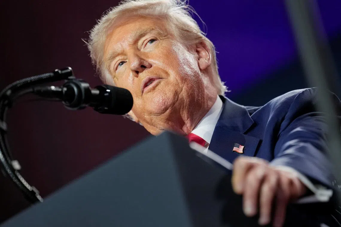 U.S. President Donald Trump delivers remarks on artificial intelligence at the \"Winning the AI Race\" Summit in Washington D.C., U.S., July 23, 2025. REUTERS/Kent Nishimura/File Photo