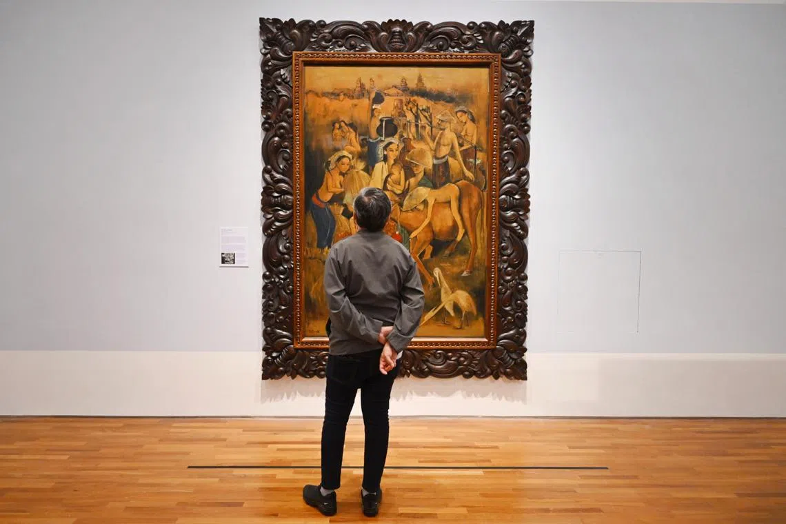 Cheong Soo Pieng’s In A Balinese Village on display at the National Gallery Singapore's new exhibition on the artist. It is opening on April 5.