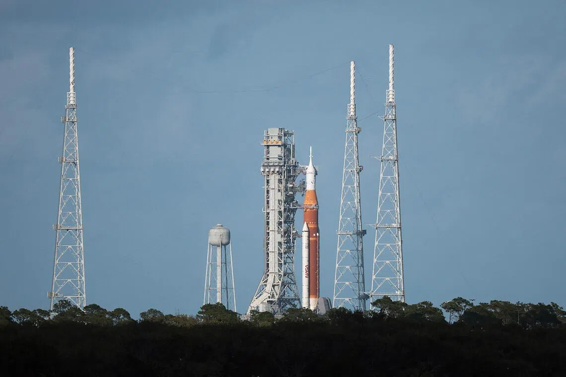 NASA's Artemis II Space Launch System rocket and Orion spacecraft prepares for launch from the Kennedy Space Center on April 1, 2026.