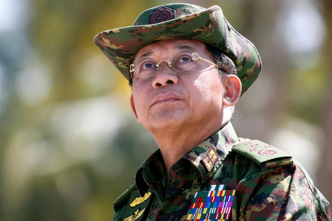 Junta leader Min Aung Hlaing is among three officials whom an Argentine court has issued warrants for.