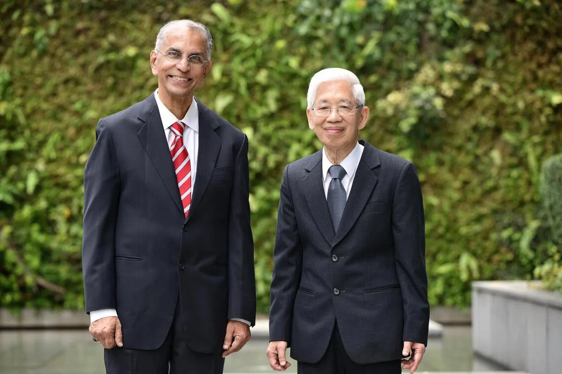 Prof Venkataraman Anantharaman and Prof Phua Kong Boo who receive the Eminent Academician title at Induction Comitia 2026.