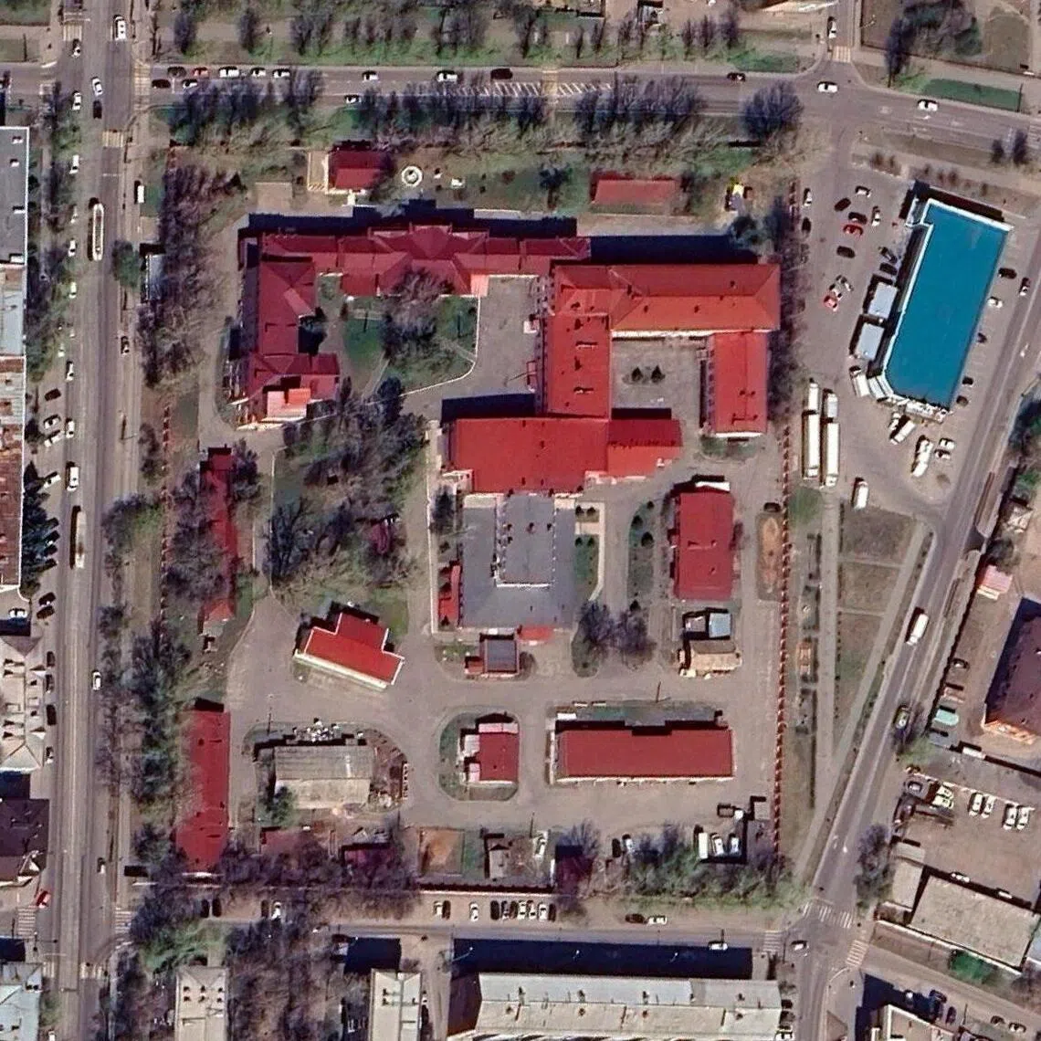 A satellite image of the Anti-Plague Institute of Siberia and the Far East in Irkutsk, Russia, on May 8, 2025.