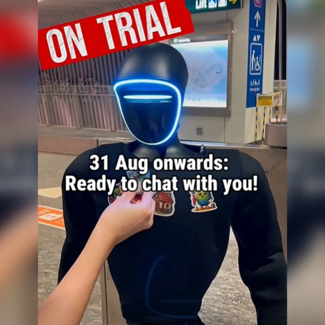 The robot, named Olly, is undergoing trials at the station from Aug 31 to Sept 11. It will be making its rounds on weekdays from 10am to noon.