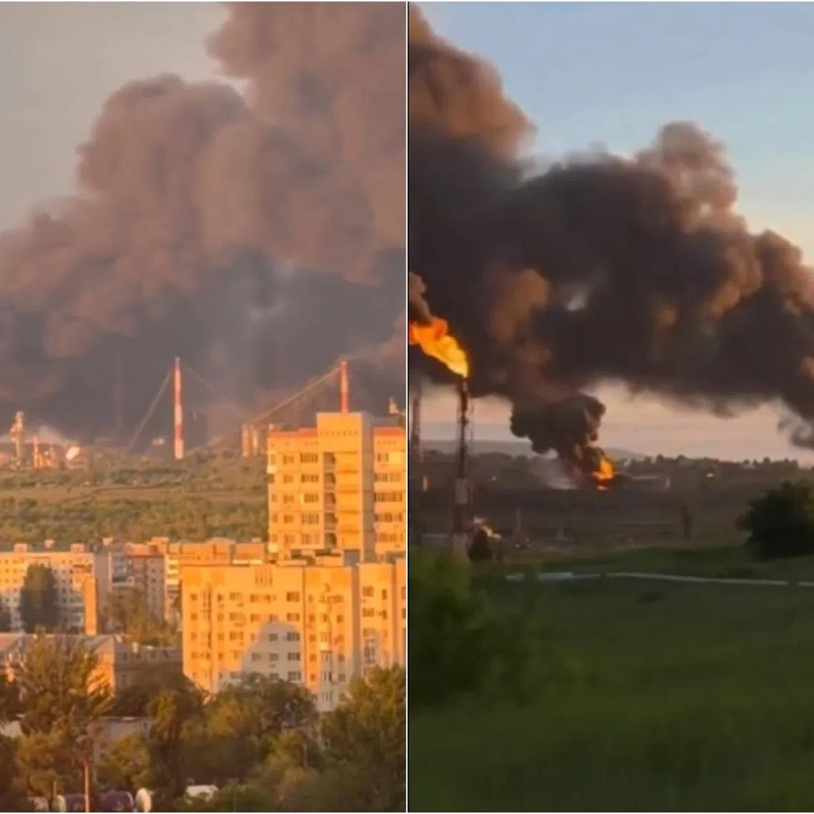 Ukrainian President Volodymyr Zelensky posted a video of the after-effects of what he called "Ukraine's long-range sanctions" on the social media platform X.