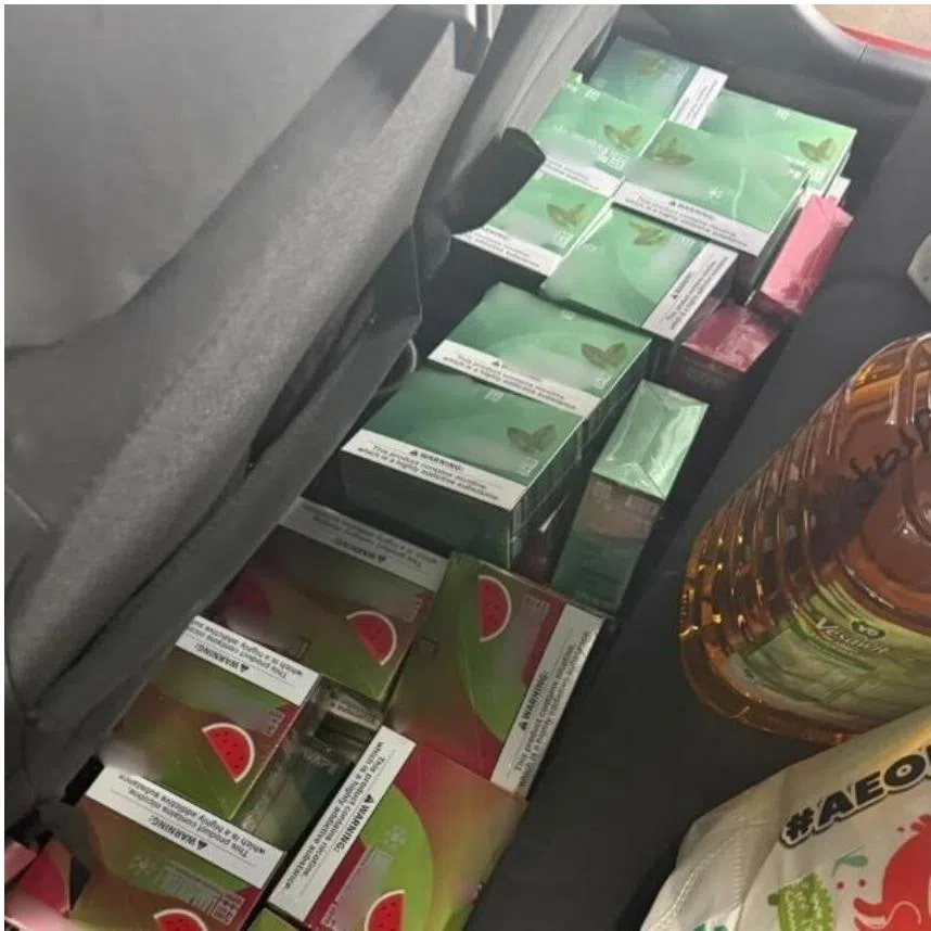 Muhammad Amirul Iqbal Mohd Nazri had 1,000 vapes, concealed by groceries, behind the front passenger seat and in the boot of a rented car. 