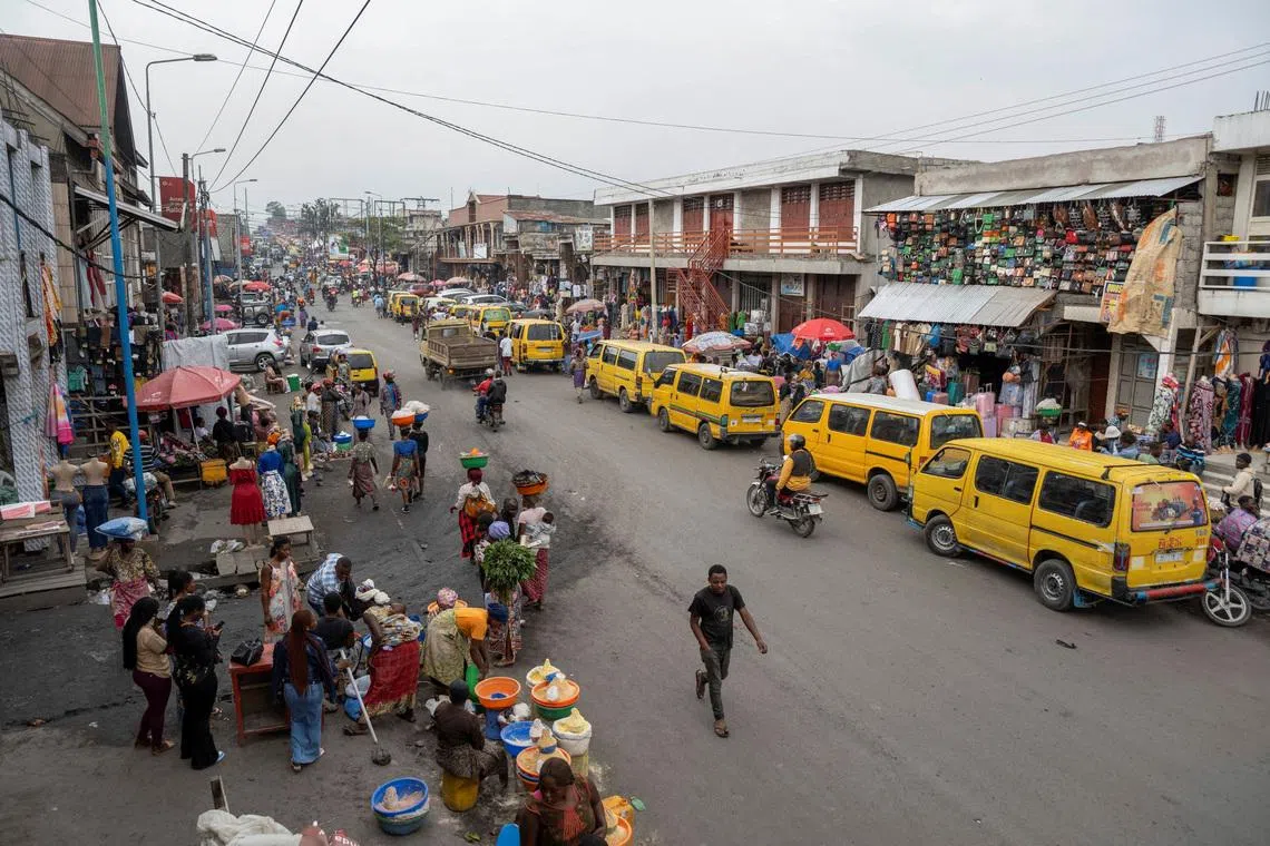 A general view shows traders selling their merchandise at the Birere market despite the paralysis of commercial activities following fighting between M23 rebels and the Armed Forces of the Democratic Republic of the Congo (FARDC), in Goma, eastern Democratic Republic of Congo, January 23, 2025. REUTERS/Arlette Bashizi