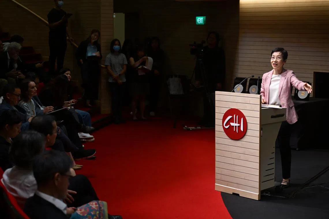 Minister of Sustainability and the Environment Grace Fu speaking at the launch of the CHI Sustainability Academy.