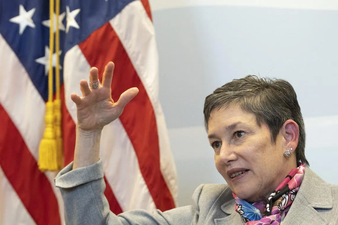 FILE PHOTO: Maria Pagan, U.S. ambassador to the World Trade Organisation (WTO), attends an interview with Reuters in Geneva, Switzerland January 26, 2023. REUTERS/Denis Balibouse/File Photo
