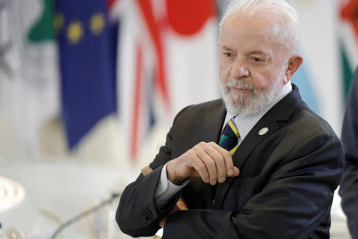 Brazil’s President Luis Ignacio Lula da Silva arrives to attend a session on Artificial Intelligence (AI), Energy, Africa and Mediterranean on the second day of the G7 summit in Borgo Egnazia, Italy, June 14, 2024. REUTERS/Louisa Gouliamaki