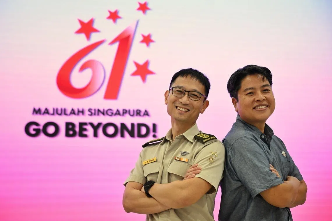 Image 15: Wong Zeng Yu (left), a colonel in the army and chairman of the NDP 2026 show committee, and creative director Brian Gothong Tan.