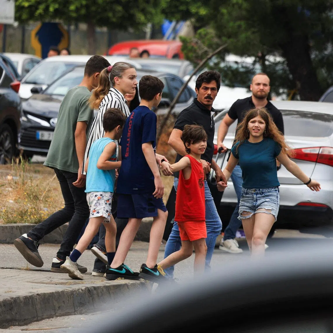 People fleeing the southern suburbs of Beirut, on June 1 after Israeli Prime Minister Benjamin Netanyahu ordered the military to attack targets in the suburbs.