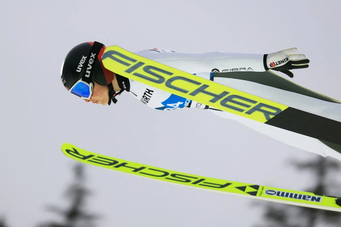 FILE PHOTO: Nordic Skiing - FIS Nordic World Ski Championships - Planica, Slovenia - March 1, 2023 Norway's Silje Opseth in action during Women's Ski Jumping HS138 - Trial Round REUTERS/Borut Zivulovic/File Photo