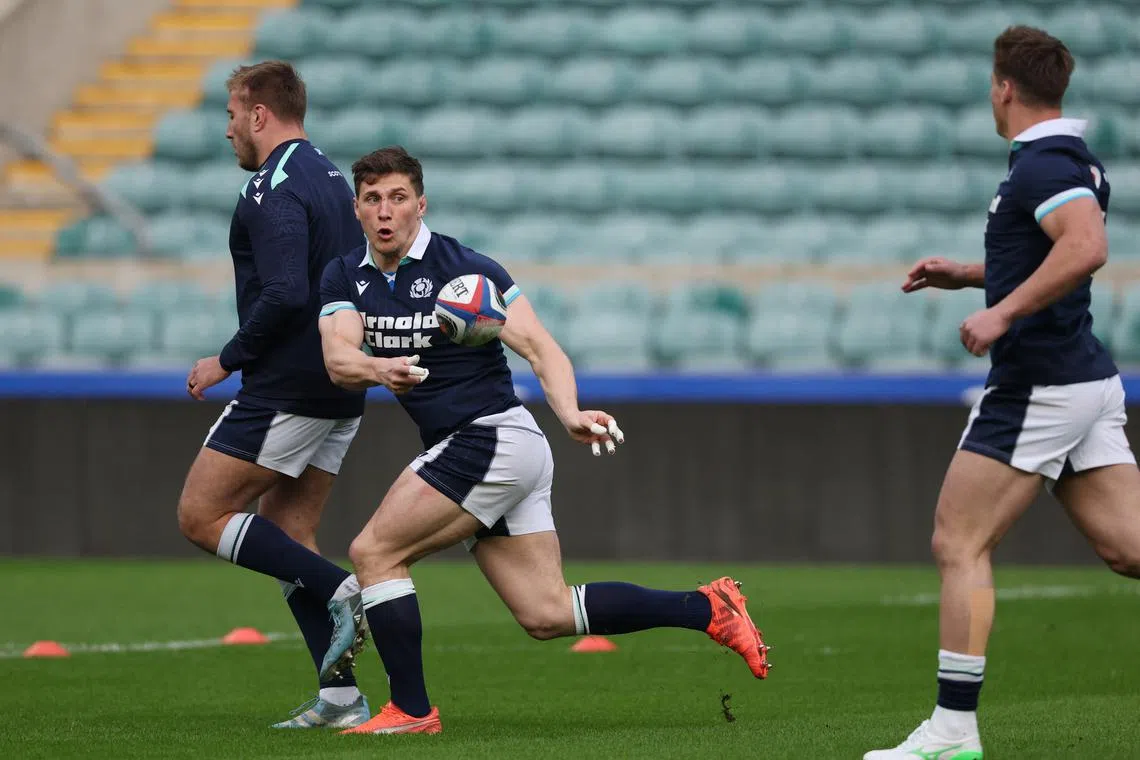FILE PHOTO: Rugby Union - Six Nations Championship - Scotland Captain's Run - Allianz Stadium, Twickenham, Britain - February 21, 2025 Scotland's Rory Darge during the captain's run Action Images via Reuters/Paul Childs/File Photo