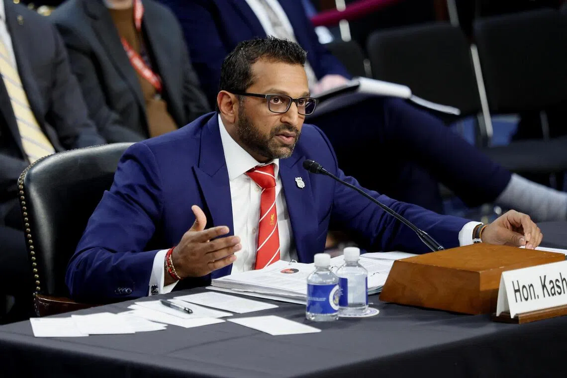 FBI director Kash Patel testifying before a Senate Judiciary Committee hearing on Capitol Hill in Washington, on Sept 16.