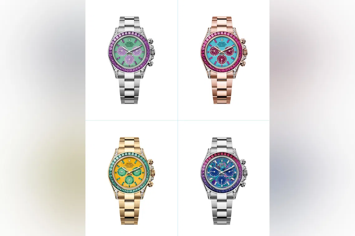 The four unique Cosmograph Daytonas representing (clockwise) Spring, Summer, Autumn and Winter.