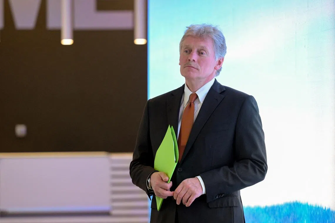 Kremlin spokesman Dmitry Peskov is seen during Russian President Vladimir Putin's visit to an exhibition at AI Journey, Sberbank's international conference on artificial intelligence technology, in Moscow, Russia December 11, 2024. Sputnik/Alexei Nikolskyi/Pool via REUTERS/File Photo